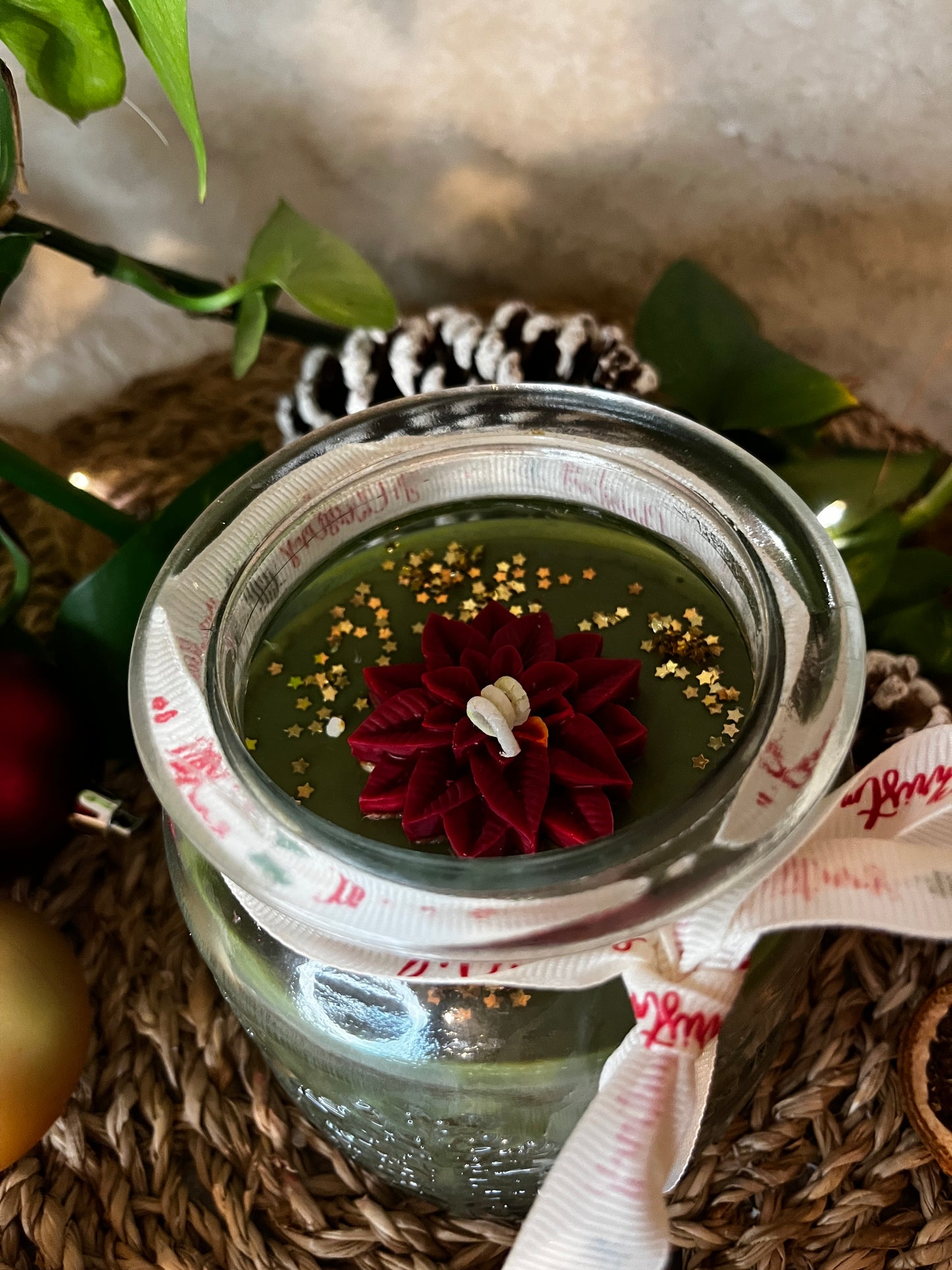XL Weihnachtskerze mit Deckel