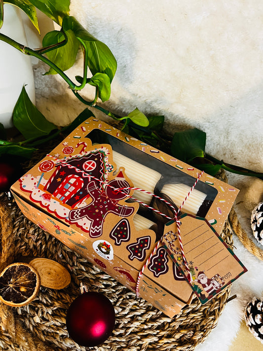 Geschenkset „weiße Säulenkerzen“
